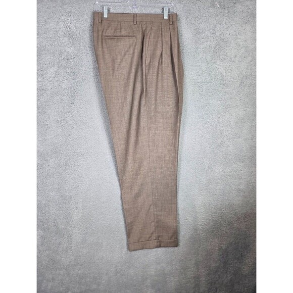 Stacy Adams Men Suit Gold LabeL 42R Brown Tan Windowpane Check Pants 35R (34x30) - Picture 8 of 13